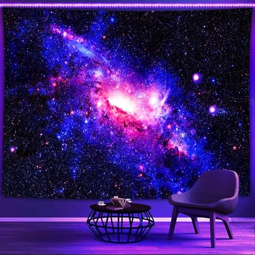 Psyhilar Schwarzlicht Galaxy Space Tapisserie Wandbehang Schwarz Hellblau Sternenhimmel UV Reaktiv Trippy Nebel Sterne Lila Universum Psychedelic Tapisserie für Schlafzimmer Wohnzimmer Schlafsaal Psyhilar Schwarzlicht Galaxy Space Tapisserie Wandbehang Schwarz Hellblau Sternenhimmel UV Reaktiv Trippy Nebel Sterne Lila Universum Psychedelic Tapisserie für Schlafzimmer Wohnzimmer Schlafsaal von PSYHILAR