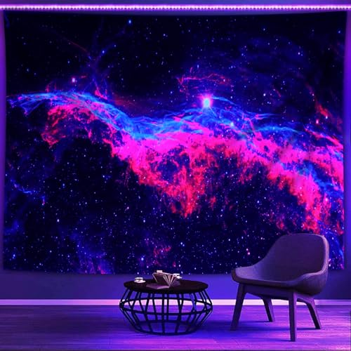 Psyhilar Galaxie-Schwarzlicht-Wandteppiche, Schwarzlicht-Poster für Erwachsene und Jugendliche, Nebel-Milchstraße, UV-reaktiv für Schlafzimmer (229 x 150 cm) von Psyhilar