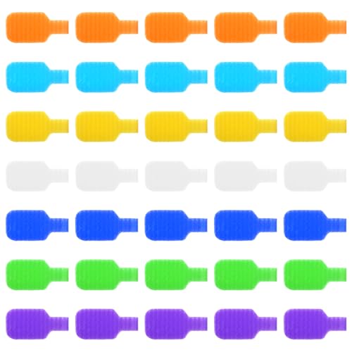 35 Stück Kabelbeschriftung, Wiederverwendbar Kabeletiketten Mehrfarbige Beschreibbare Kabel Etiketten, Schreibfläche Zum Identifizierung von Kabel für Kabel Verwaltung Identifikation von Psyqtsuary