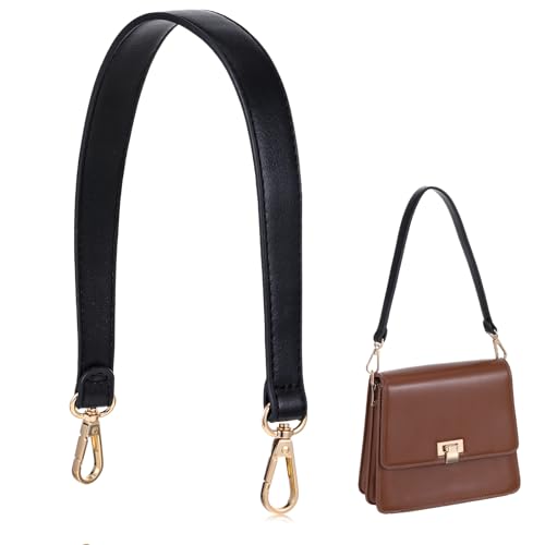 9cm Taschenhenkel Schulterriemen Schwarz, Damen Leder Schulterriemen Kurzer Handtaschengriff, PU Leder Taschengriff Mit Karabinerhaken Taschengurt Für Taschen Brieftaschen Schultertaschengurt von Psyqtsuary