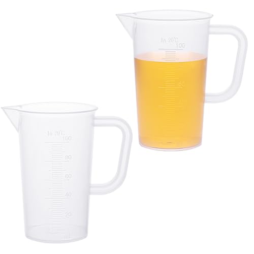 Messbecher 100ml, 2 Stück Messbecher Klein Kunststoff Mini Messbecher mit Griff Präzisions Hitzebeständig Messbecher Ml Messbecher Measuring Cups für Labor Küche Waschmittel Chemikalien von Psyqtsuary