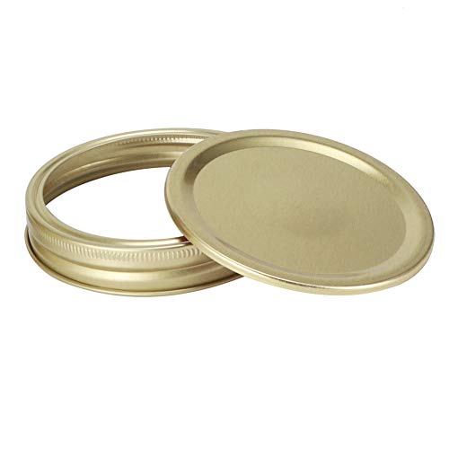 10 Stück Mason Jar Lids Split Type Glass Jar Canning Lids Round Food Container Sealing Cover Kitchen Accessory(70mm-Runder Ring aus Gold+Abdeckplatte) von Psytfei