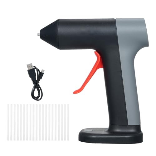 3.7V Hot Melt Glue Machine Kit 30s Fast Preheating Cordless Glue Gun with 30 Glue Sticks for Crafts DIY Repairs (Red) von Psytfei