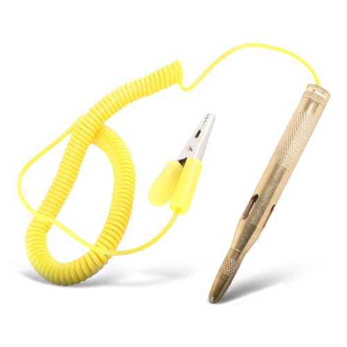 Auto Stromkreis Tester Stromprüfer mit Krokodilklemme Auto Circuit Tester Pen Auto Fahrzeug Schaltung Tester DC 6V/12V /24V Glühbirne Spannung Teststift Bleistift (Gelb) von Psytfei