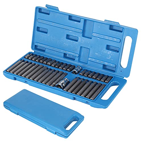 Bitsatz Vielzahn 40 Stück Inbus Nuss Satz Torx Bit Set mit 1/2-Zoll 3/8-Zoll-Laufwerksadapter Steckschlüssel und Spline Bit Set mit Toolbox von Psytfei