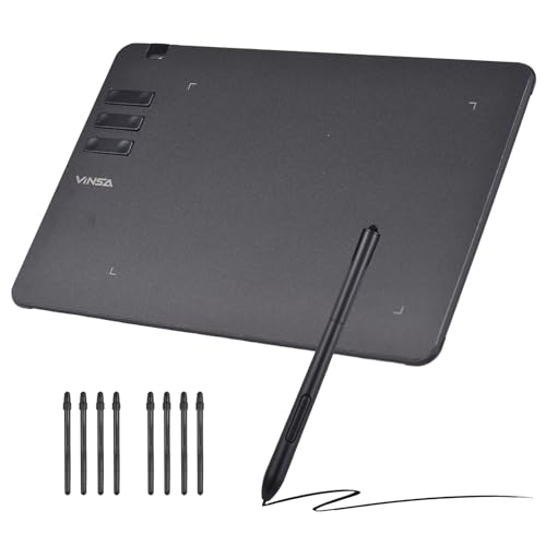 Grafik-Zeichentablett T906 10 x 6 Zoll großes digitales Zeichentablett mit batterielosem Stift und 10 Tastenkombinationen für Malen, Design, Kunsterstellung, Skizze, Schwarz (1) von Psytfei
