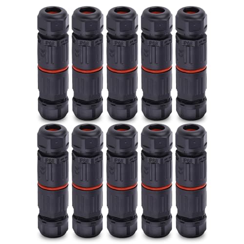 Kabelverbinder Wasserdicht IP68 3 Polig 10 Stück 0,5 mm² ~ 2,0 mm² Verteilerdose Außen Erdkabel Abzweigdose Garten Kabelmuffe Verbindungsmuffe Verbindungsbox Außen Wasserdicht Schwarz Kabelverbinder Wasserdicht IP68 3 Polig 10 Stück 0,5 mm² ~ 2,0 mm² Verteilerdose Außen Erdkabel Abzweigdose Garten Kabelmuffe Verbindungsmuffe Verbindungsbox Außen Wasserdicht Schwarz von Psytfei