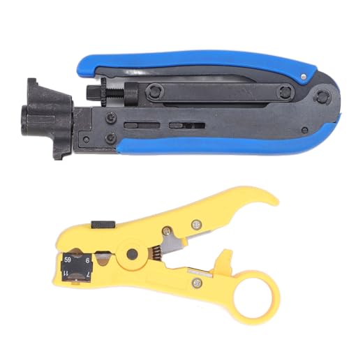 Koaxialkabel Crimping Zierzange Kombination Werkzeug einstellbarer Stripper Crimper Kit für RG6 RG59 RG11 -Kabelinstallation von Psytfei