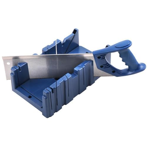 Multifunctional Woodworking Miter Saw Box with Saw 45 22.5 90 Degree Angles for Precision Cutting Wood Frames Shelves DIY Projects (Blue) von Psytfei