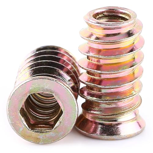 Gewindeeinsatz Holz Einschraubmutter 20 Stück M6 M8 Schraubverbindungen Sechskantmutter Gewindeeinsatz Kohlenstoffstahl Möbel Hex Antrieb Nuss Gewindeeinsatz Holzeinsatz Muttern Sortiment (M6x20mm) von Psytfei