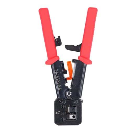RJ45 Crimping Tool Pass durch Cat6 Cat5e Ethernet Draht Crimper Stahl Blau für Netzwerkkabel Crimping Stripping (Rot) von Psytfei