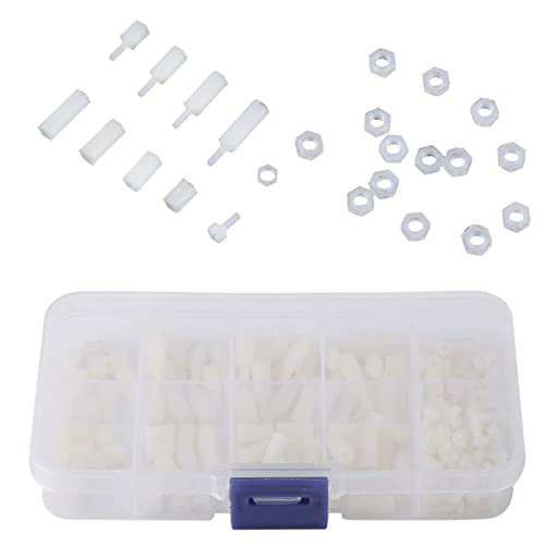 Sechskantschrauben-Sortiment-Set, 200 Stück, M2,5 Nylon, Männlich, Weiblich, Sechskant-Abstandsschrauben, Muttern-Sortiment-Set, Hardware-Abstandshalter-Set Mit Kunststoffbox von Psytfei