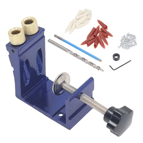 Taschenloch -Jig -Kit Holzbearbeitungswerkzeug Einstellbares Aluminiumlegier -Dübel -System für DIY Carpentry -Gelenkwinkel -Lokator mit Bohrböden und Schrauben von Psytfei