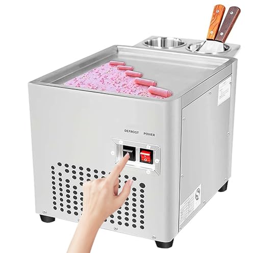 PtaTritious Fried Ice Cream Roll Machine, Square Stir-Fried Ice Cream Pan, Stainless Steel Commercial Rolled Ice Cream Maker with Compressor and 2 Scrapers, for Making Ice Cream, Frozen Yogurt von PtaTritious