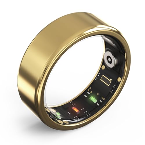 PtaTt Smart Ring, Gesundheitsüberwachungsring, Tracker für Herzfrequenzmesser, Blutsauerstoff, Körpertemperatur, Schlaf, Schrittzähler, APP, aufladbar, wasserdicht, für Damen und Herren,Gold-#9 von PtaTt