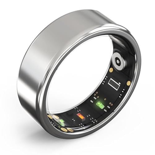 PtaTt Smart Ring, Gesundheitsüberwachungsring, Tracker für Herzfrequenzmesser, Blutsauerstoff, Körpertemperatur, Schlaf, Schrittzähler, APP, aufladbar, wasserdicht, für Damen und Herren,Silver-#13 von PtaTt