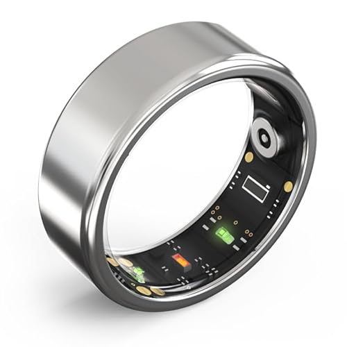 PtaTt Smart Ring, Gesundheitsüberwachungsring, Tracker für Herzfrequenzmesser, Blutsauerstoff, Körpertemperatur, Schlaf, Schrittzähler, APP, aufladbar, wasserdicht, für Damen und Herren,Silver-#7 von PtaTt