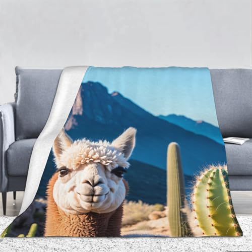 3D Alpaka Motiv Kuscheldecke Flauschig Flanell Tier Muster Decken Wohndecke Flanelldecke Sofadecke Couchdecke Geschenke für Kinder Erwachsener Decke 180x200cm von Ptcta