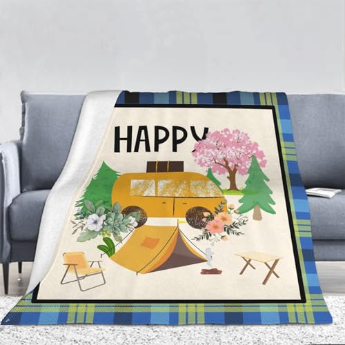 3D Campingmotiv Kuscheldecke Flauschig Flanell Wohnmobil Reise Decken Wohndecke Flanelldecke Sofadecke Couchdecke Geschenke für Kinder Erwachsener Decke 180x200cm von Ptcta