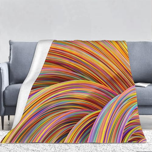 3D Farbige Linien Kuscheldecke Flauschig Flanell Visuelle Kunst Decken Wohndecke Flanelldecke Sofadecke Couchdecke Geschenke für Kinder Erwachsener Decke 150x200cm von Ptcta