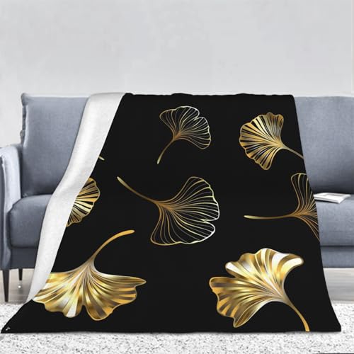3D Ginkgo-Blatt Kuscheldecke Flauschig Flanell Blatt Decken Wohndecke Flanelldecke Sofadecke Couchdecke Geschenke für Kinder Erwachsener Decke 150x200cm von Ptcta
