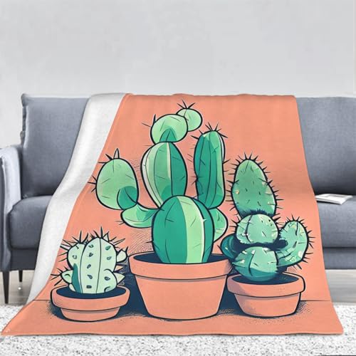 3D Kaktus Gedruckt Kuscheldecke Flauschig Flanell Eingetopfter Kaktus Decken Wohndecke Flanelldecke Sofadecke Couchdecke Geschenke für Kinder Erwachsener Decke 180x200cm von Ptcta
