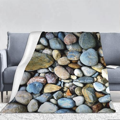 3D Kiesel Kuscheldecke Flauschig Flanell Naturlandschaft Decken Wohndecke Flanelldecke Sofadecke Couchdecke Geschenke für Kinder Erwachsener Decke 180x200cm von Ptcta