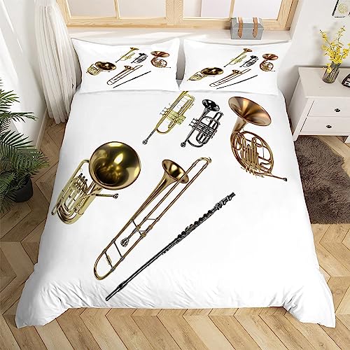 3D Musikinstrumente Bettwäsche 155x220 Trompete Blasinstrument Weiche Microfaser Bettwäsche-Sets Bettbezug mit Reißverschluss und 2 Kissenbezug 80x80 cm 3D Musikinstrumente Bettwäsche 155x220 Trompete Blasinstrument Weiche Microfaser Bettwäsche-Sets Bettbezug mit Reißverschluss und 2 Kissenbezug 80x80 cm von Ptcta