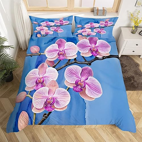 3D Orchidee Bettwäsche 135x200 Kunstmotiv Weiche Microfaser Bettwäsche-Sets Bettbezug mit Reißverschluss und 2 Kissenbezug 80x80 cm von Ptcta