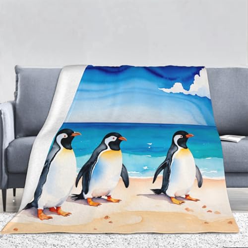 3D Tier Pinguin Kuscheldecke Flauschig Flanell Ozean Decken Wohndecke Flanelldecke Sofadecke Couchdecke Geschenke für Kinder Erwachsener Decke 180x200cm von Ptcta