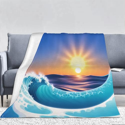 3D Welle Kuscheldecke Flauschig Flanell Sonne Decken Wohndecke Flanelldecke Sofadecke Couchdecke Geschenke für Kinder Erwachsener Decke 150x200cm von Ptcta