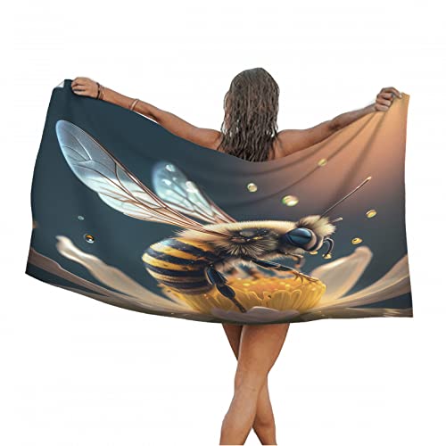 Mikrofaser Strandtuch Bienen Groß 100x200 cm, 3D Blume Badetuch für Erwachsene Kinder Weiches Leicht Handtuch Schnelltrocknend Sandfreies Strandhandtuch von Ptcta