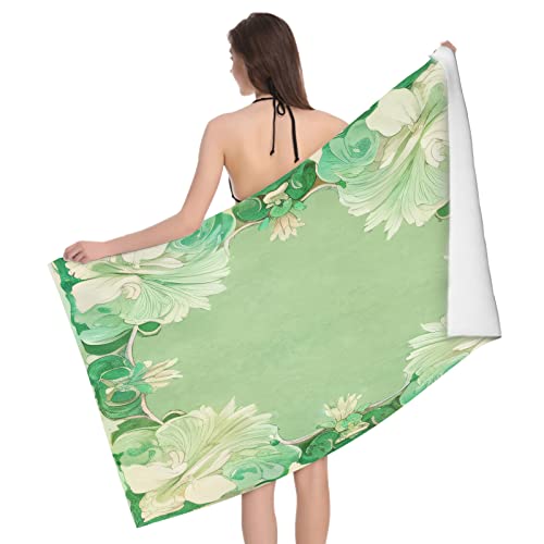 Mikrofaser Strandtuch Landhausstil Blumen 70x150 cm, 3D Mintgrün Badetuch für Erwachsene Kinder Weiches Leicht Handtuch Schnelltrocknend Sandfreies Strandhandtuch von Ptcta