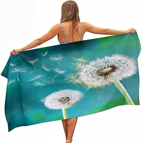 Mikrofaser Strandtuch Pusteblume Muster 160x80 cm, 3D Botanical Badetuch für Erwachsene Kinder Weiches Leicht Handtuch Schnelltrocknend Sandfreies Strandhandtuch von Ptcta