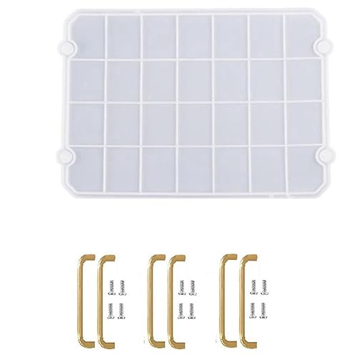 Ptdfjspt 1Set Tablettenschimmel mit Goldenen Griffen Flache Tablettenschimmel Harzgussschimmel Epoxy Harzgussschimmel von Ptdfjspt