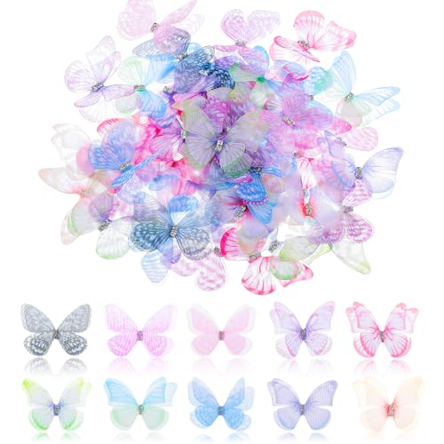 3D Schmetterlinge 60 Stücke Organza Stoff Durchscheinender Chiffon Schmetterling Deko Schmetterlinge Farbverlauf Kopfschmuck für DIY Dekoration Scrapbooking Gepäck Wand Fenster Haarspange Dekoration 3D Schmetterlinge 60 Stücke Organza Stoff Durchscheinender Chiffon Schmetterling Deko Schmetterlinge Farbverlauf Kopfschmuck für DIY Dekoration Scrapbooking Gepäck Wand Fenster Haarspange Dekoration von Ptwola
