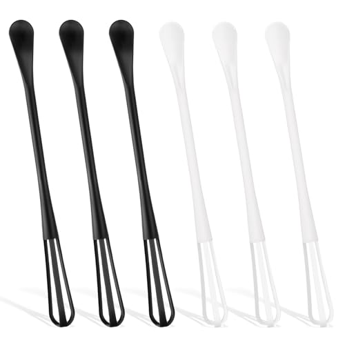 Mini Schneebesen 6 Stück 2 in 1 Multifunktions Mini Zucker Löffel Schneebesen 22 * 2cm kleine Küchen Gewürzlöffel mit Minilöffel Rührlöffel für Mischen Schlagen Rühren Ei Milch heiße Schokolade Saucen von Ptwola