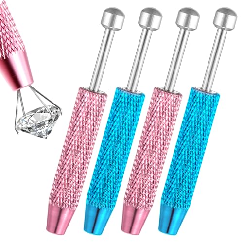 Ptwola 4 Stück Piercing Ball Greifer Juwelier Aufnahmewerkzeug 4 Zinken Piercing-Ball-Halter Edelsteinpinzetten-Aufnahmewerkzeug zum Basteln Kleinteile Strasssteine winzige Objekte Komponenten von Ptwola