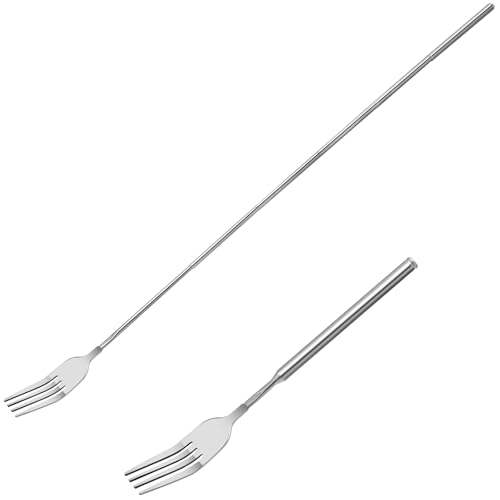 Ptwola Ausziehbare Gabel Edelstahl Teleskop-Verlängerung Essgabel einziehbar stabil für Grill Obst Dessert Gabel mit langem Griff 645 cm Küchengabeln zum Essen Pickle Fondue Kochen im Freien von Ptwola