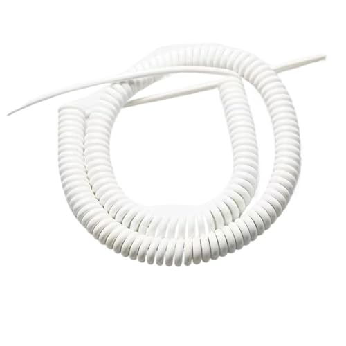 Feder Spirale Kabel Drähte,Feder Kabel einziehbare 3-adriges, erweiterbares Federkabel, weiß, 15 AWG, gerade Länge, 5 Meter, Netzkabel, einziehbare Spule von PuLAif