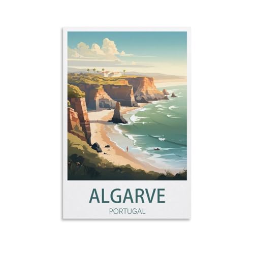 PuPLuM Algarve Portugal Vintage-Reiseposter, Querformat, 40 x 60 cm, Leinwand-Kunst-Poster für Wohnzimmer, Dekoration, Gemälde für Heimdekoration von PuPLuM