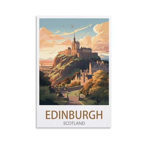 Edinburgh Schottland Vintage-Reiseposter Sonnenuntergang, 30 x 45 cm, Leinwand-Kunst-Poster für Wohnzimmer, Dekoration, Gemälde für Heimdekoration Edinburgh Schottland Vintage-Reiseposter Sonnenuntergang, 30 x 45 cm, Leinwand-Kunst-Poster für Wohnzimmer, Dekoration, Gemälde für Heimdekoration von PuPLuM