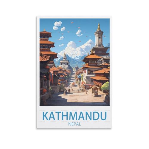 Kathmandu Nepal Vintage-Reiseposter, 20 x 30 cm, Leinwand, Wandkunst, Poster für Wohnzimmer, Dekoration, Gemälde für Heimdekoration von PuPLuM