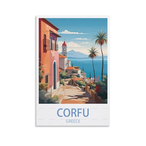 Korfu, Griechenland, Vintage-Reiseposter, 50 x 75 cm, Leinwand, Wandkunst, Poster für Wohnzimmer, Dekoration, Gemälde für Heimdekoration Korfu, Griechenland, Vintage-Reiseposter, 50 x 75 cm, Leinwand, Wandkunst, Poster für Wohnzimmer, Dekoration, Gemälde für Heimdekoration von PuPLuM