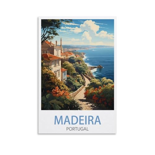 Madeira Portugal Vintage-Reiseposter, Querformat, 40 x 60 cm, Leinwand-Kunst-Poster für Wohnzimmer, Dekoration, Gemälde für Heimdekoration Madeira Portugal Vintage-Reiseposter, Querformat, 40 x 60 cm, Leinwand-Kunst-Poster für Wohnzimmer, Dekoration, Gemälde für Heimdekoration von PuPLuM
