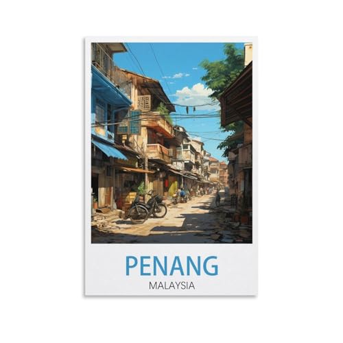 Malaysia Penang Vintage-Reiseposter, 30 x 45 cm, Leinwand, Wandkunst, Poster für Wohnzimmer, Dekoration, Gemälde für Heimdekoration Malaysia Penang Vintage-Reiseposter, 30 x 45 cm, Leinwand, Wandkunst, Poster für Wohnzimmer, Dekoration, Gemälde für Heimdekoration von PuPLuM