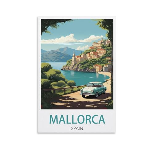 Mallorca Spanien Vintage-Reiseposter See, 30 x 45 cm, Leinwand-Kunst-Poster für Wohnzimmer, Dekoration, Gemälde für Heimdekoration Mallorca Spanien Vintage-Reiseposter See, 30 x 45 cm, Leinwand-Kunst-Poster für Wohnzimmer, Dekoration, Gemälde für Heimdekoration von PuPLuM