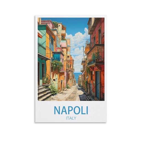 PuPLuM Napoli Italien-Reiseposter im Vintage-Stil, Querformat, 20 x 30 cm, Leinwand-Kunst-Poster für Wohnzimmer, Dekoration, Gemälde für Heimdekoration von PuPLuM
