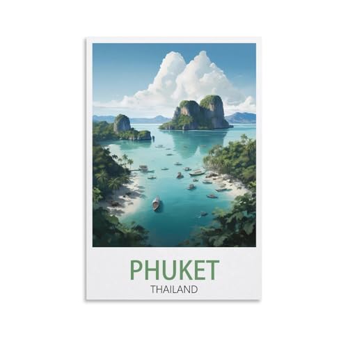 Phuket Thailand Vintage-Reiseposter, Landschaft, 50 x 75 cm, Leinwand, Wandkunst, Poster für Wohnzimmer, Dekoration, Gemälde für Heimdekoration Phuket Thailand Vintage-Reiseposter, Landschaft, 50 x 75 cm, Leinwand, Wandkunst, Poster für Wohnzimmer, Dekoration, Gemälde für Heimdekoration von PuPLuM