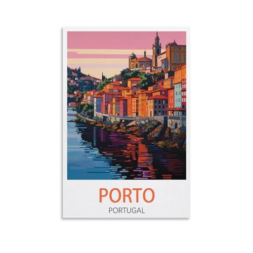 Porto Portugal Vintage-Reiseposter See, 20 x 30 cm, Leinwand-Kunst-Poster für Wohnzimmer, Dekoration, Gemälde für Heimdekoration Porto Portugal Vintage-Reiseposter See, 20 x 30 cm, Leinwand-Kunst-Poster für Wohnzimmer, Dekoration, Gemälde für Heimdekoration von PuPLuM